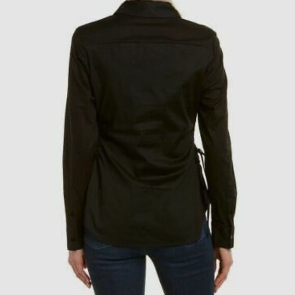 Ramy Brook Lace Up Button Down Lila Cotton Shirt Top Black XS S - Picture 2 of 7